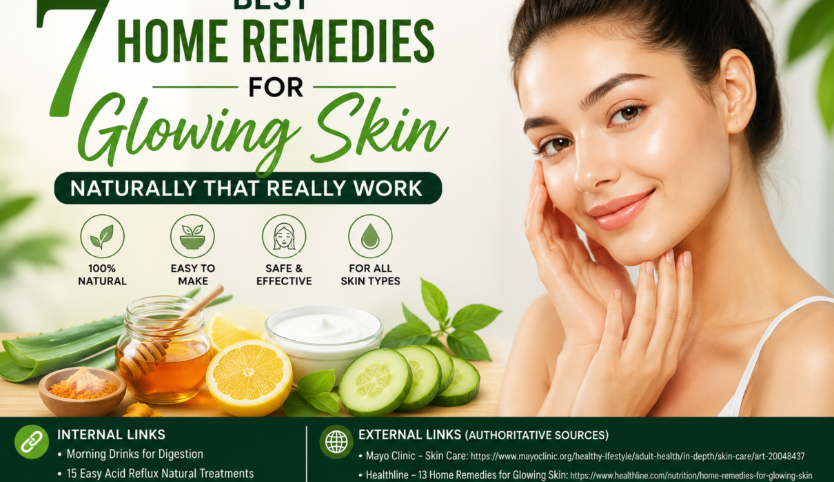 7 best home remedies for glowing skin naturally with aloe vera, honey, turmeric and cucumber for healthy radiant skin