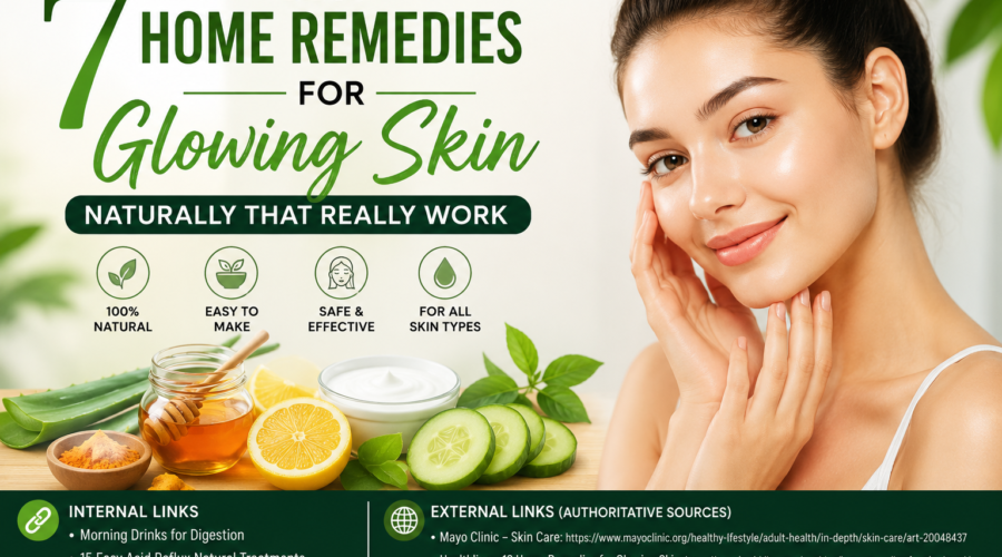 7 best home remedies for glowing skin naturally with aloe vera, honey, turmeric and cucumber for healthy radiant skin