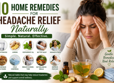 Home remedies for headache relief naturally including hydration sleep stress management and healthy habits